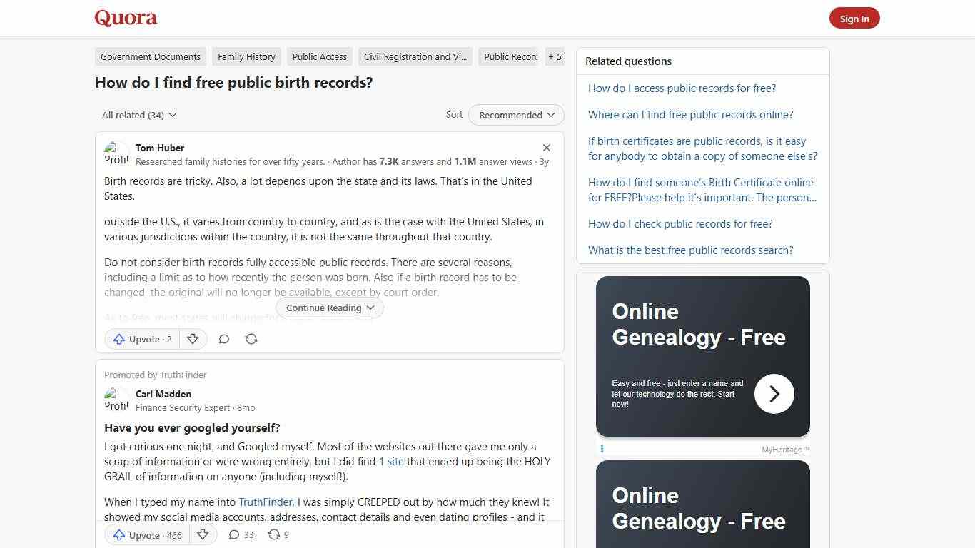 How to find free public birth records - Quora
